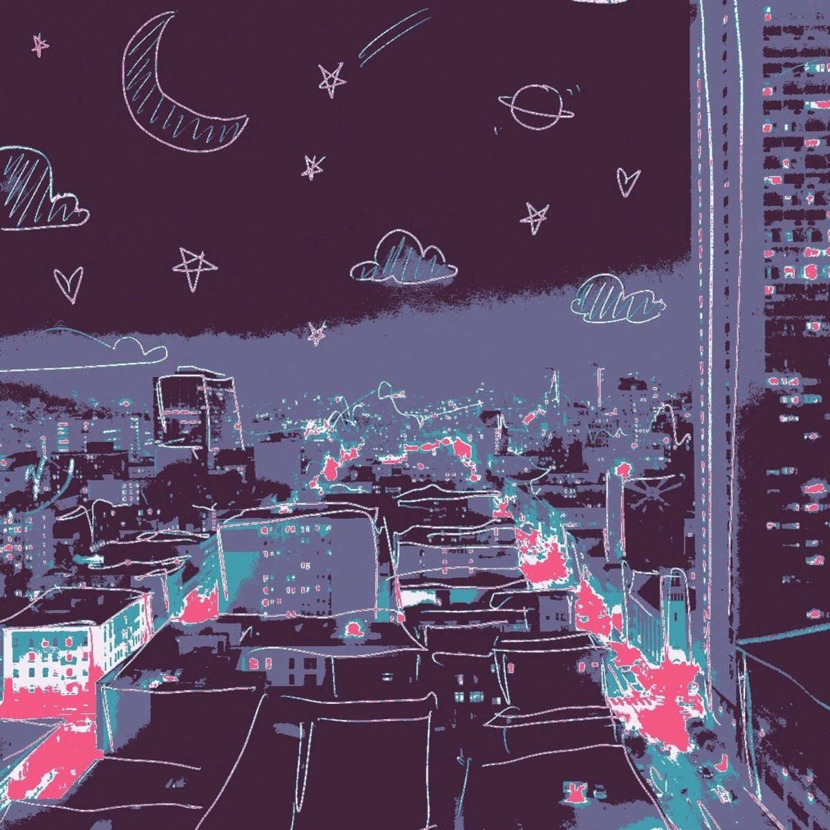 8 Bit Japan Starry Night Wallpaper