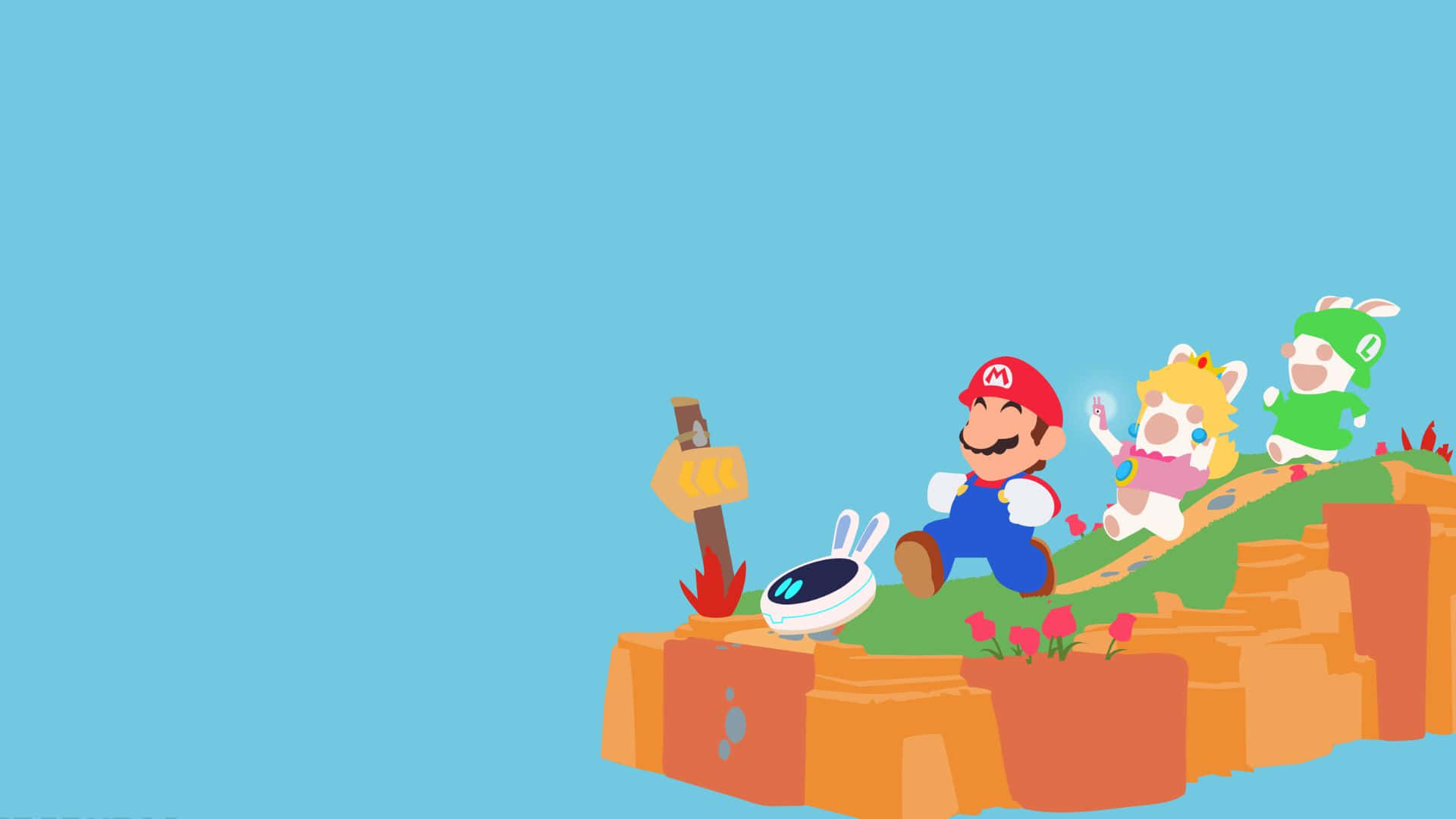 Retro 8-bit Mario in action: Jumping towards victory Wallpaper