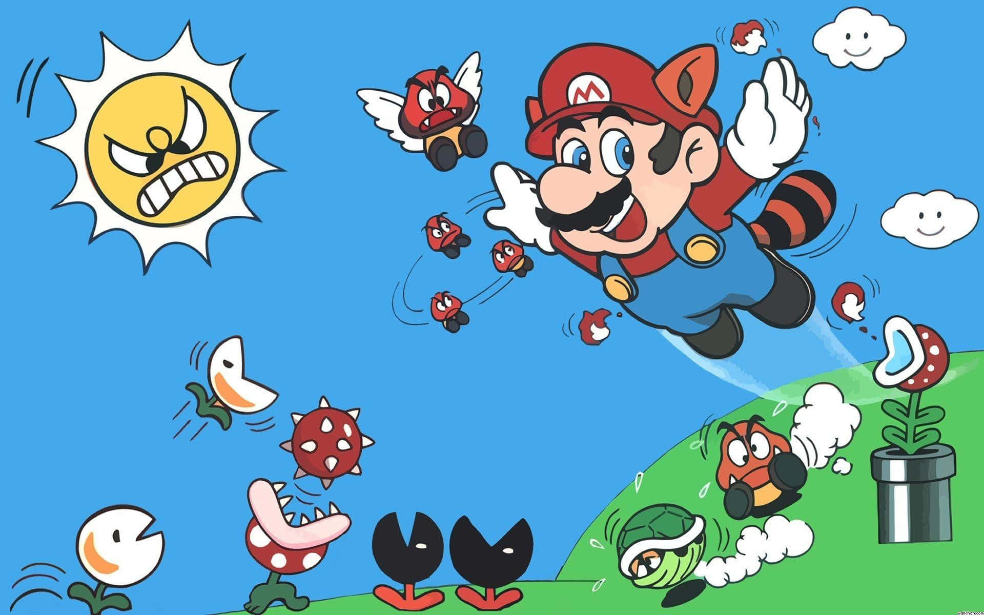 Classic 8-bit Mario in action Wallpaper