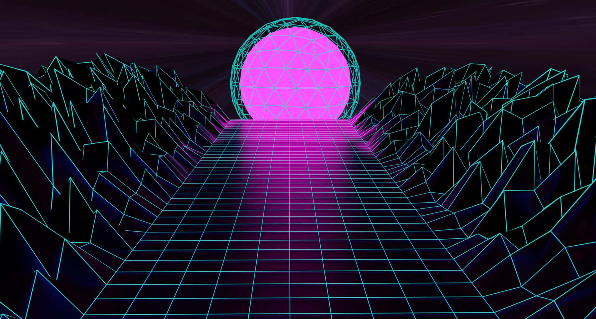 En neonlys skinner igennem en tunnel. Wallpaper