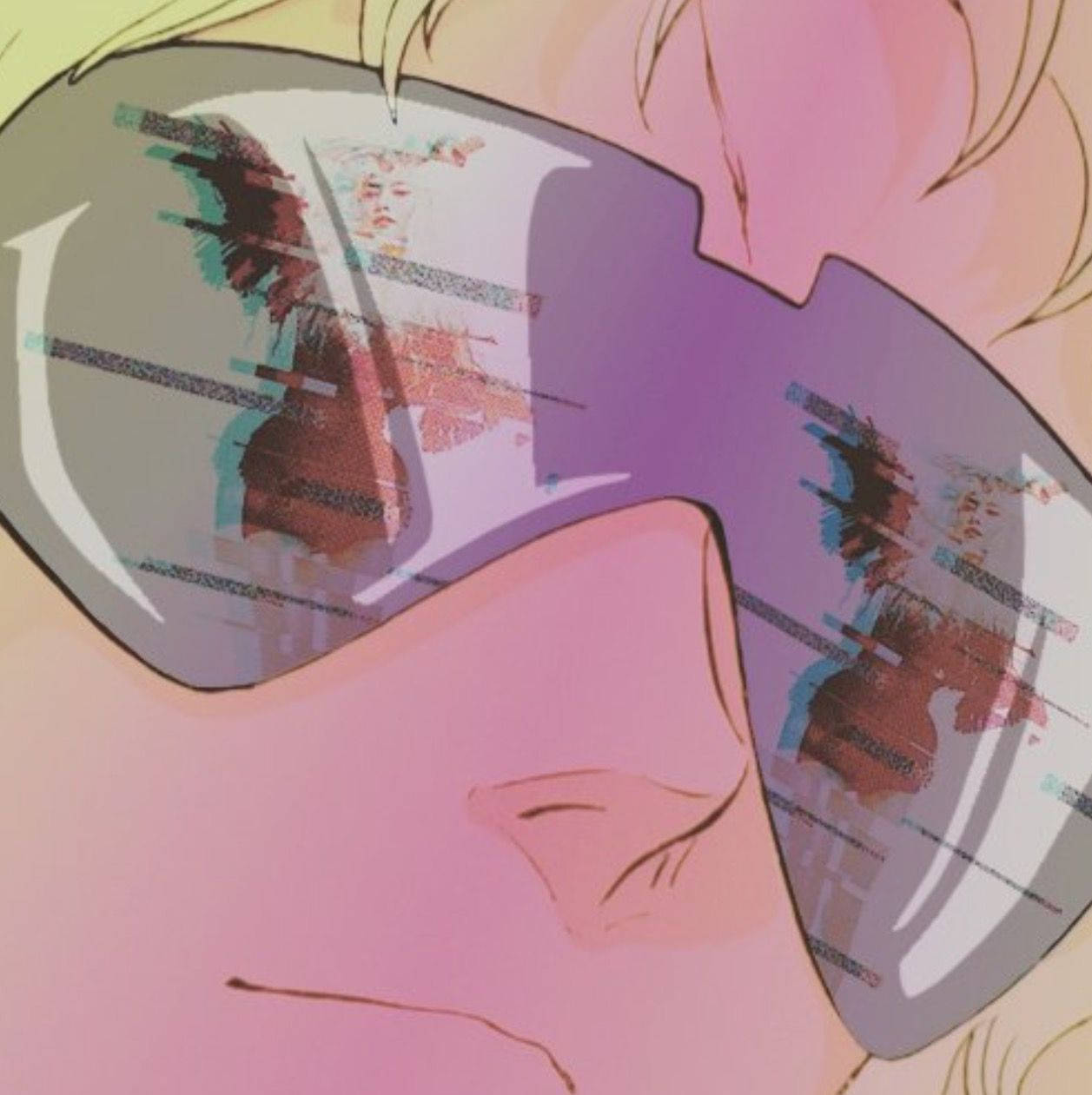 Unachica Usando Gafas De Sol Con Un Borde Rosa Fondo de pantalla