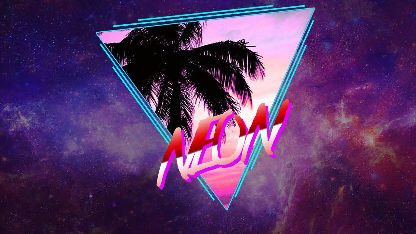 80s Galaxy Neon Tropical Photo Wallpaper