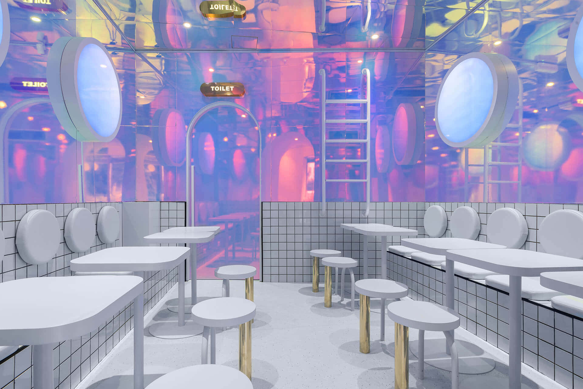 '80s-inspired Interior Of A Burger Joint Wallpaper