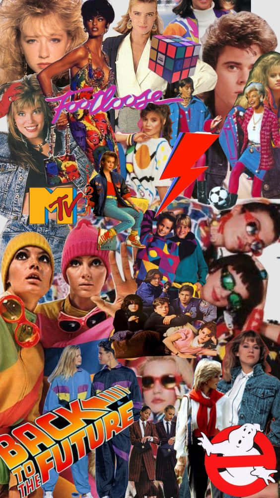 Zurückin Die Zukunft - Eine Collage Von Menschen Wallpaper