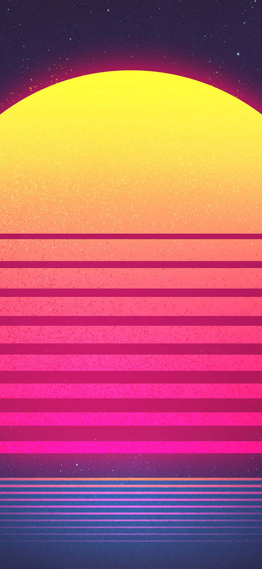 A Retro Sunset With A Pink And Yellow Background Wallpaper