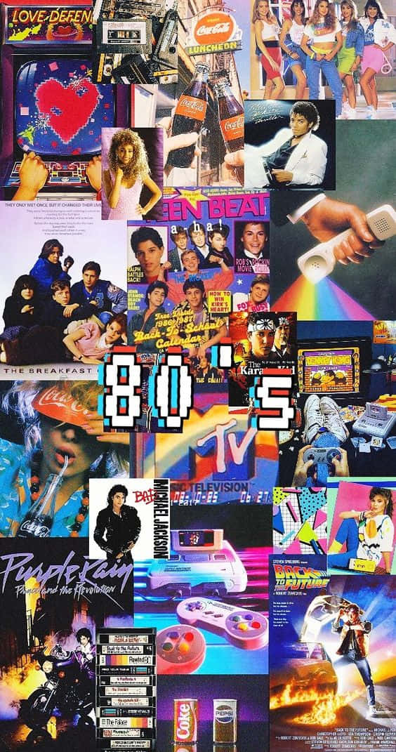 80'erne - et collage af forskellige videospil fra 80'erne Wallpaper