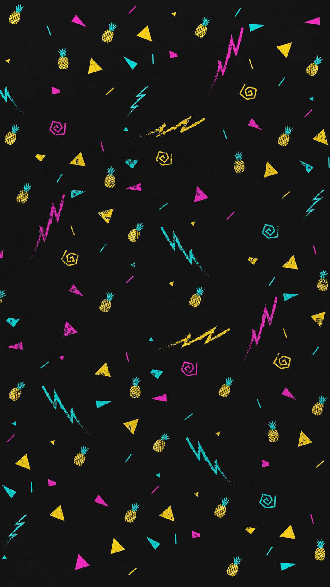 A Black Background With Colorful Shapes And A Rainbow Wallpaper