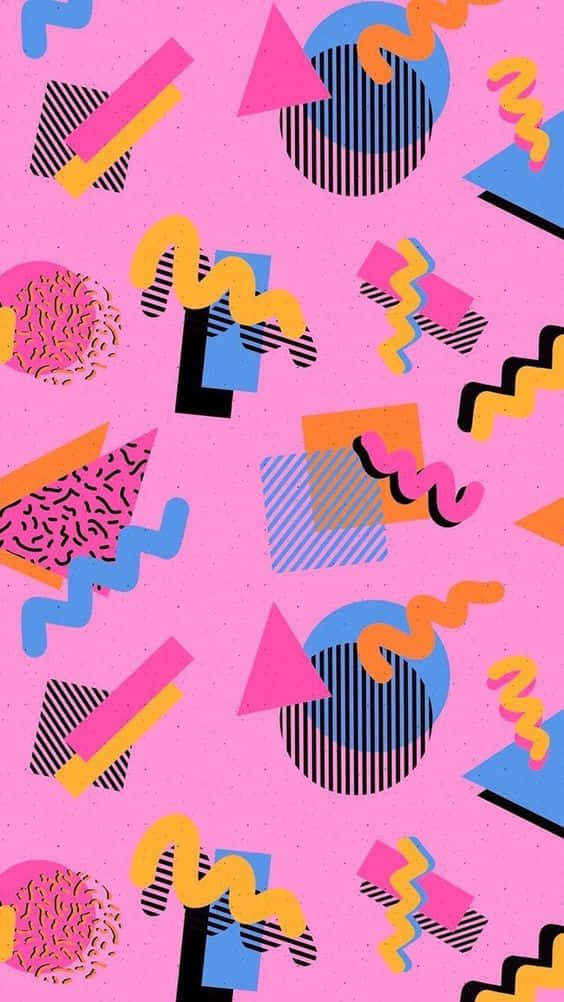 En pink baggrund med geometriske former Wallpaper