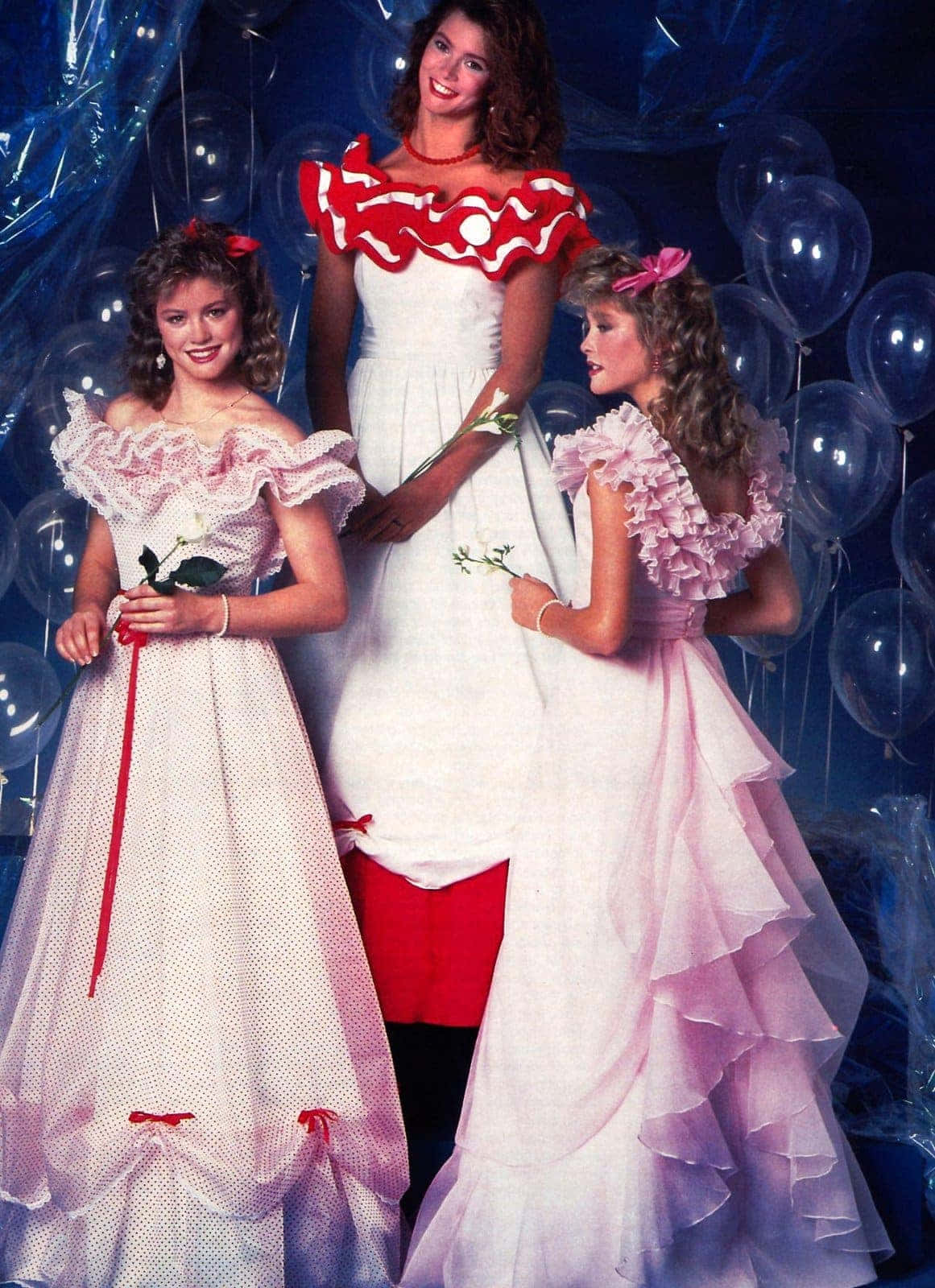 80s Prom Red And White Aesthetic Dresses Picture