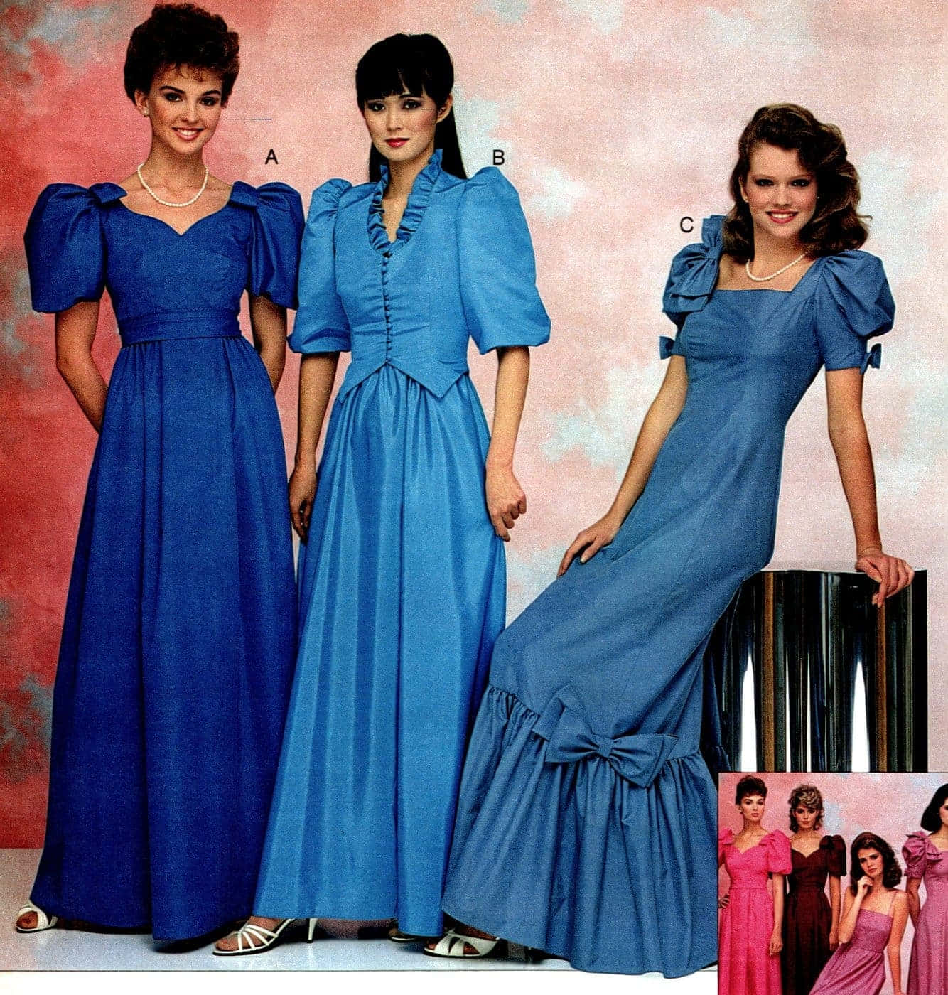 80s Prom Puff Sleeve Dress Picture