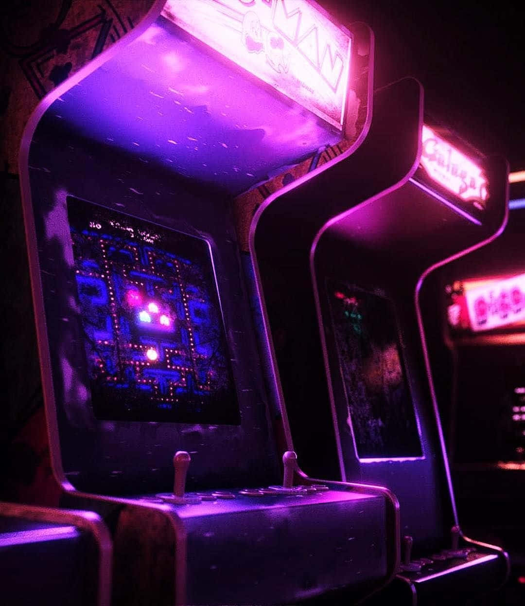 80s Retro Arcade Neon Purple Wallpaper