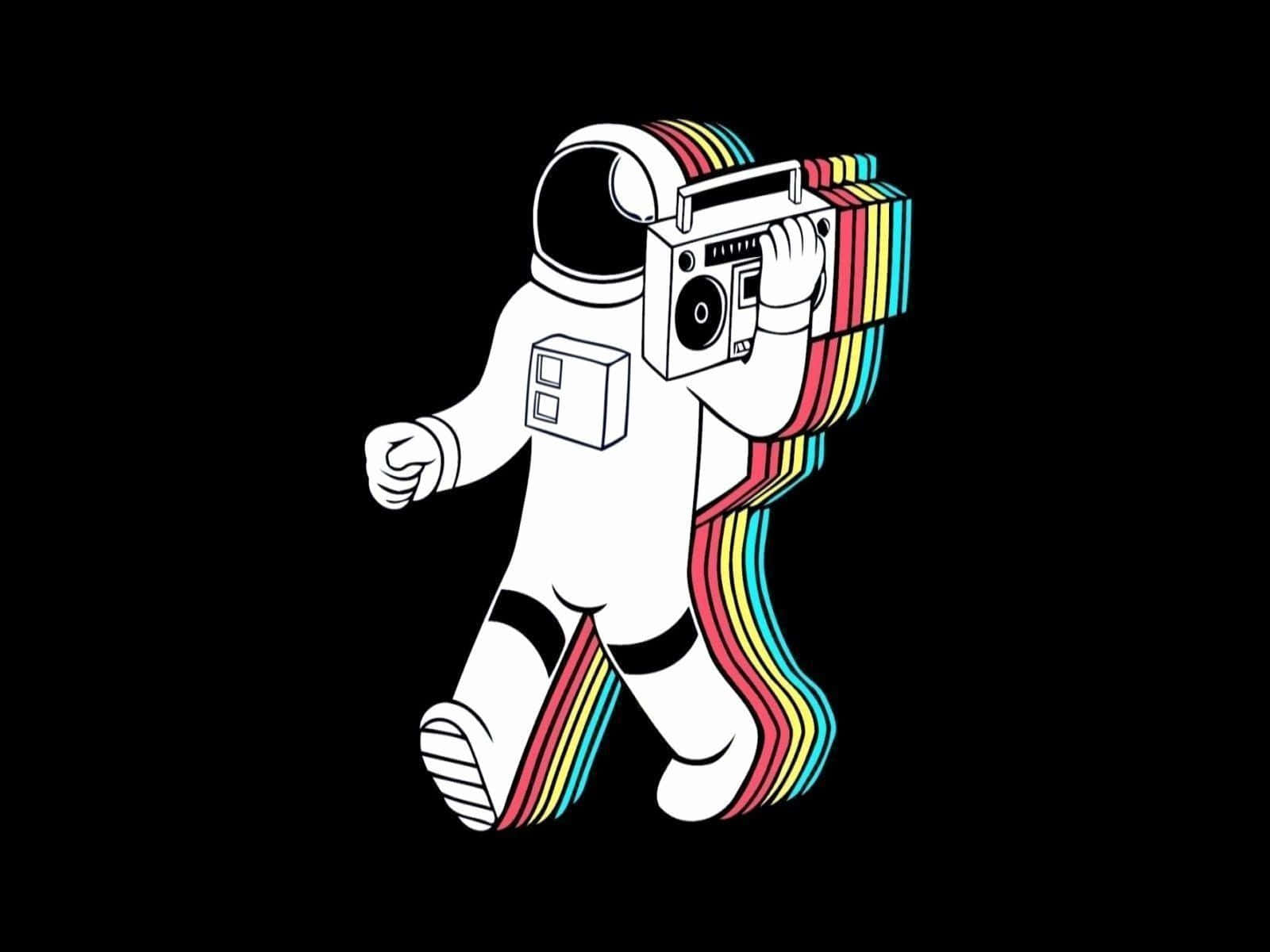 Eincartoon-astronaut, Der Eine Kamera Trägt.