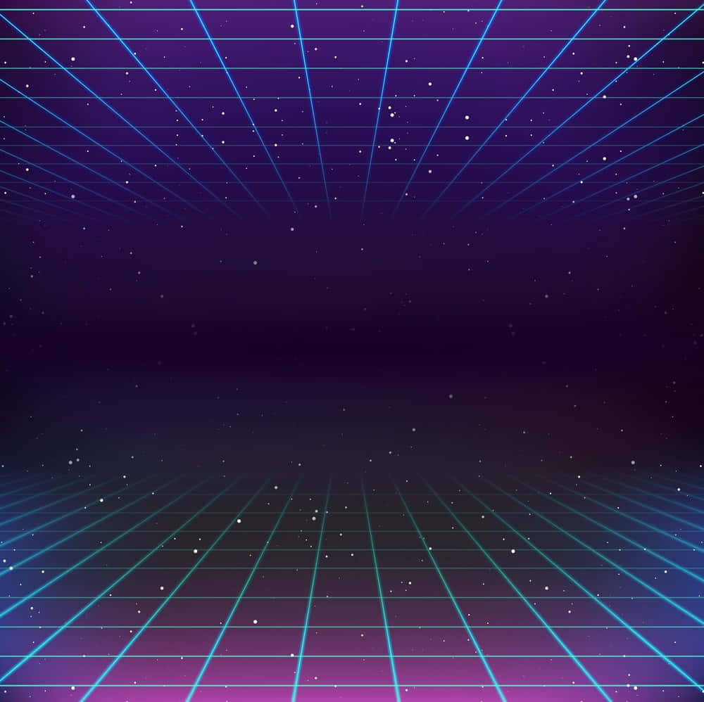 A Purple And Blue Grid Background With Stars