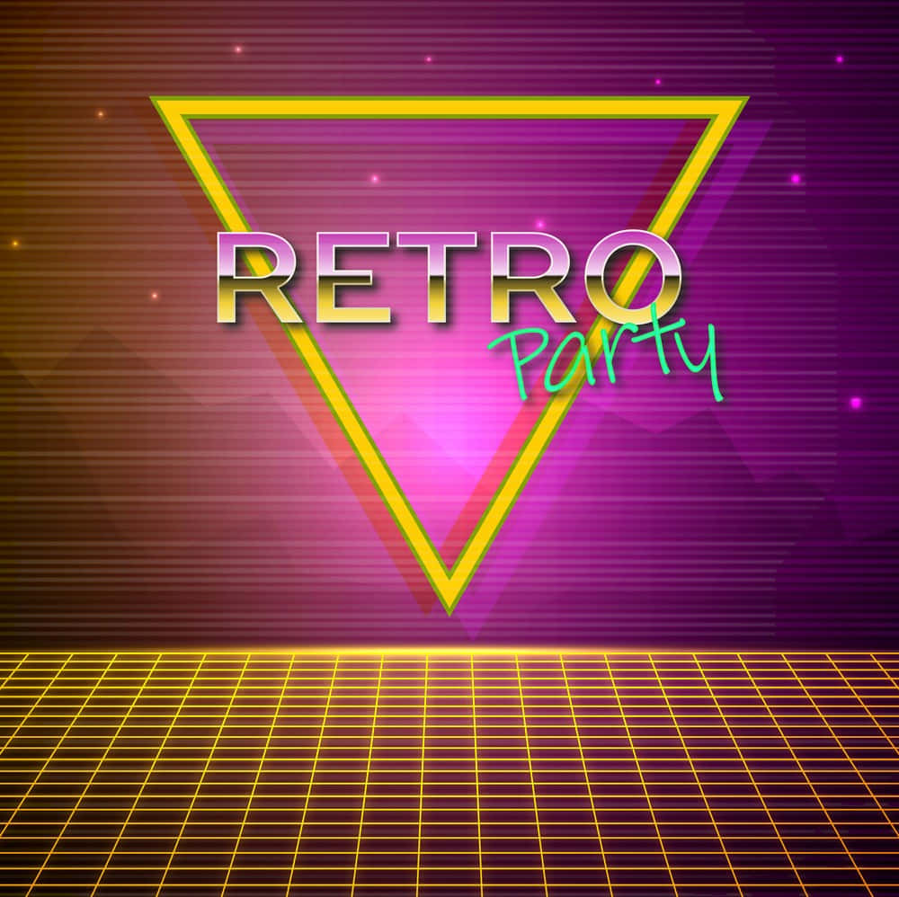 Retro Party Background With Neon Lights And A Triangle