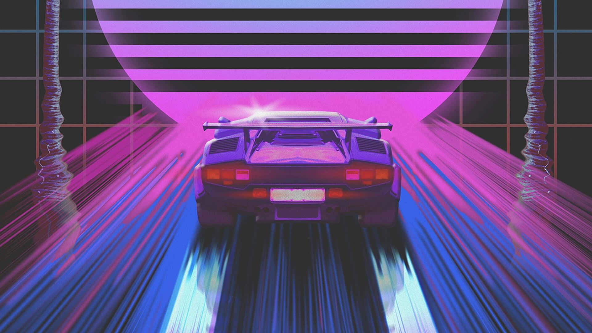 Step into the future of the past with this retro 80s-inspied wallpaper