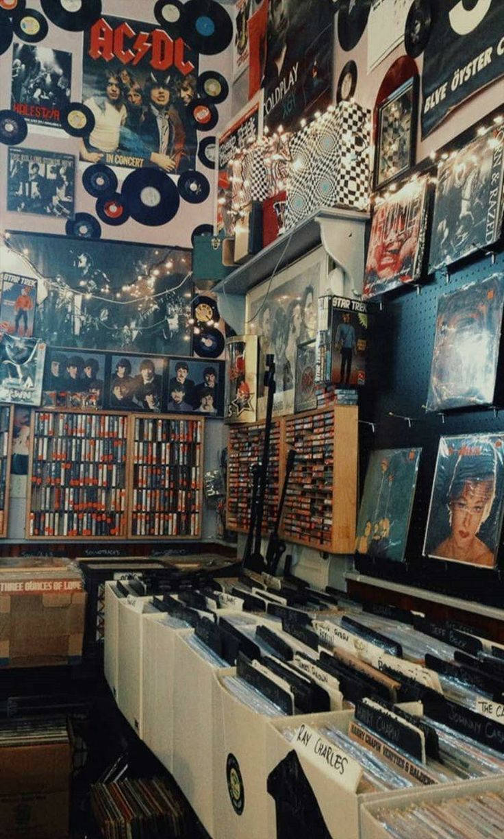 A Room Full Of Records And Records Wallpaper