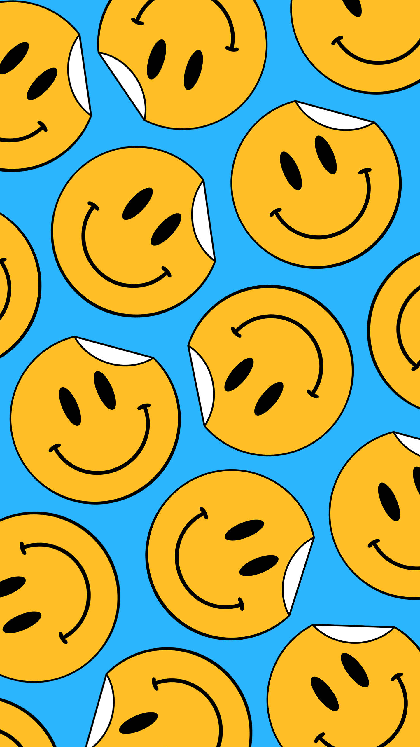 80s Retro Vintage Smiling Face Stickers Wallpaper