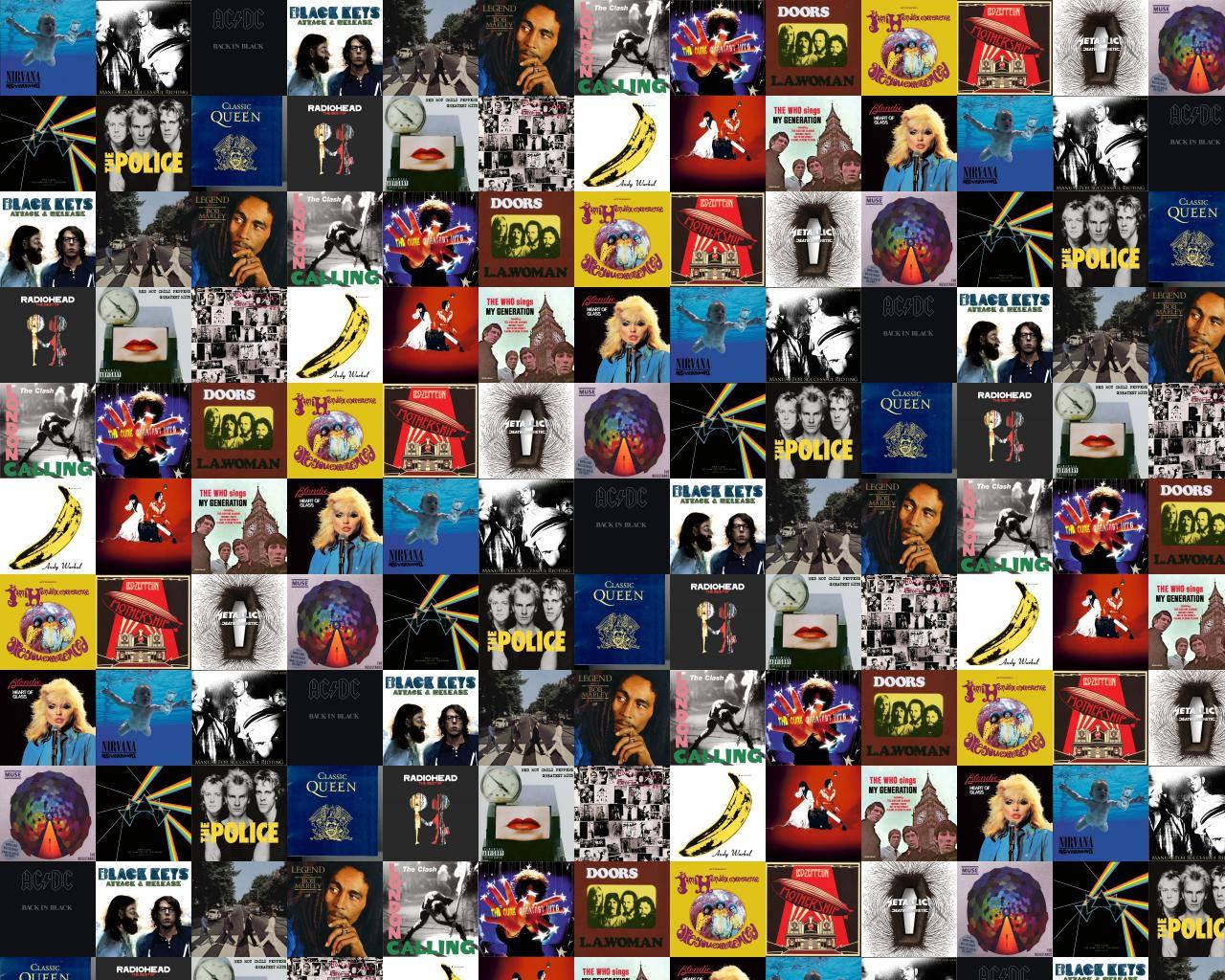 En samling af forskellige musikalbummer Wallpaper