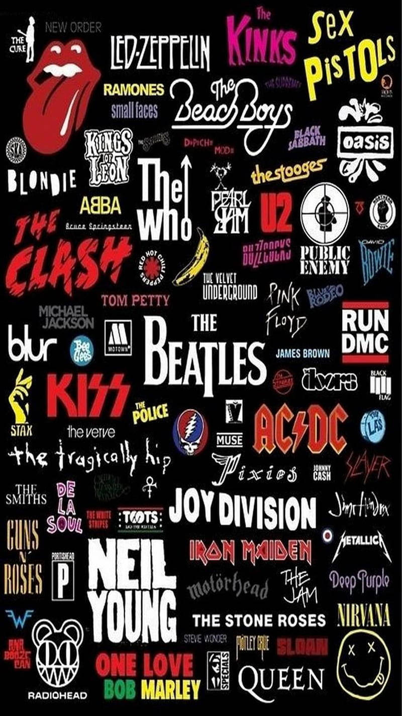 80s Rock Names Collage Wallpaper