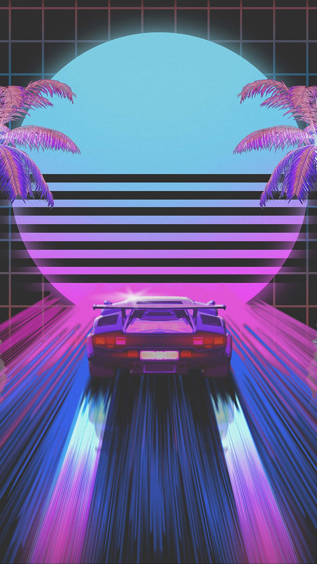 80s Vaporwave Fast Car Wallpaper