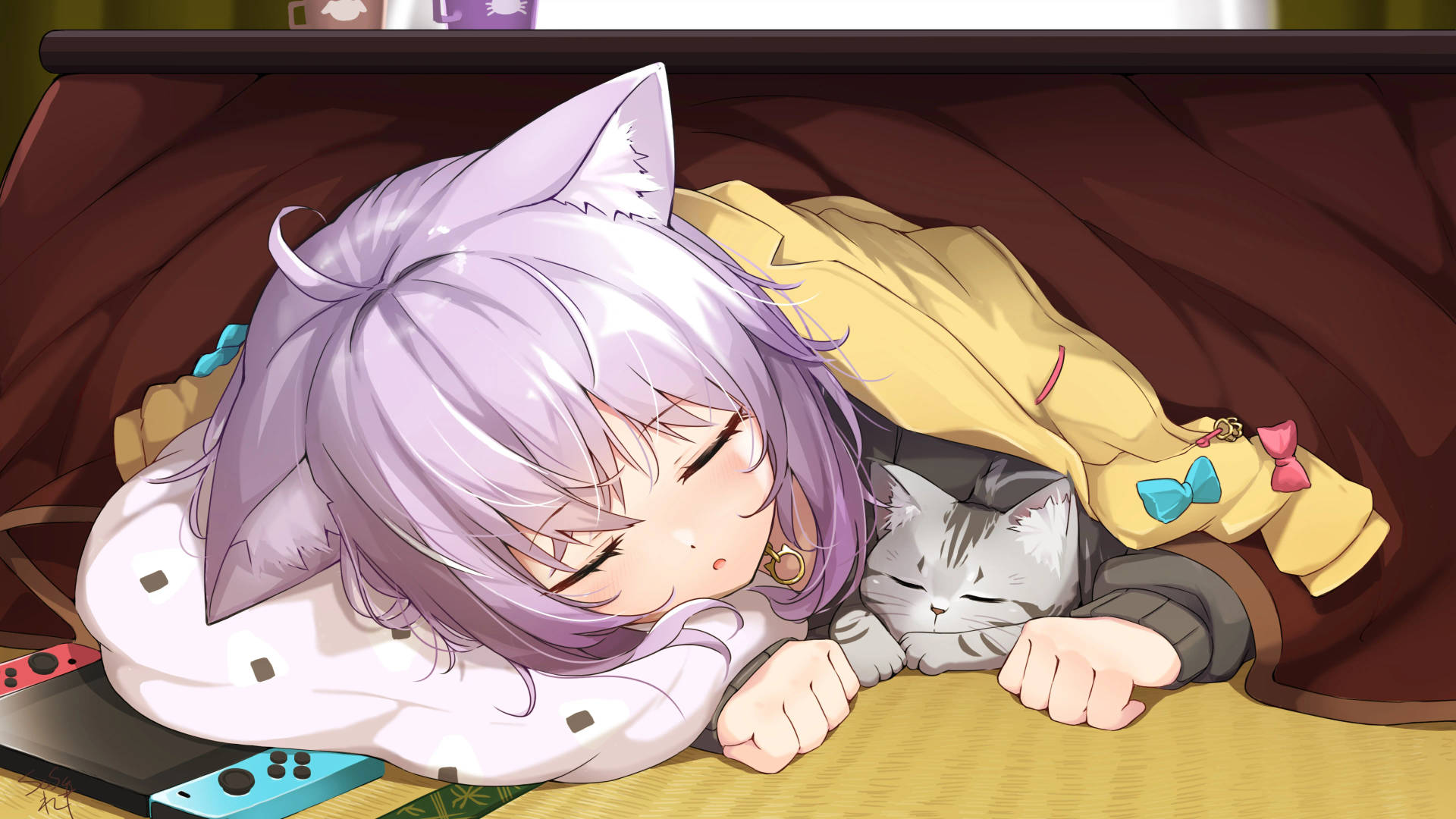 8k Anime Okayu Catgirl Background
