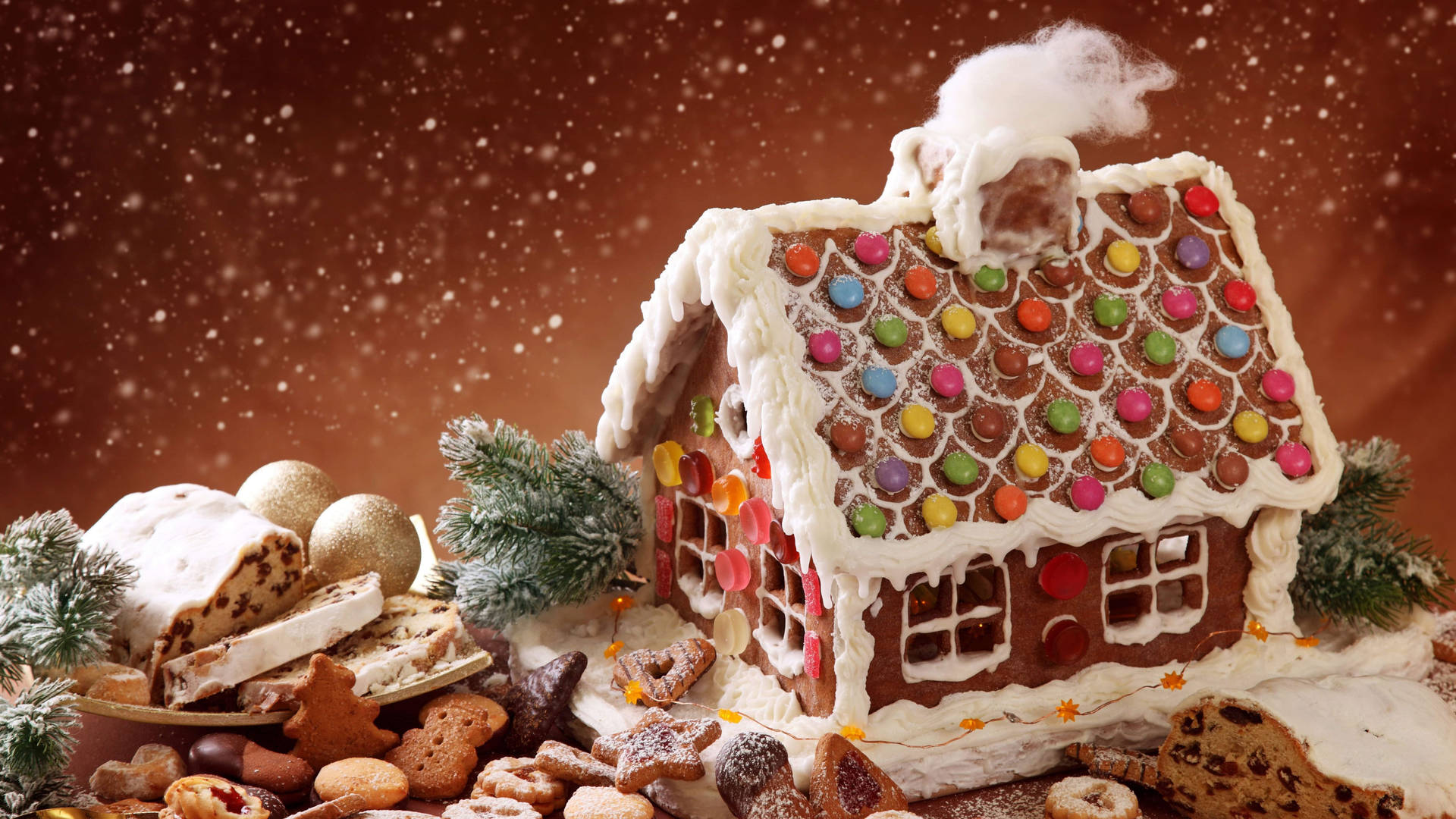 8k Christmas Gingerbread House Wallpaper