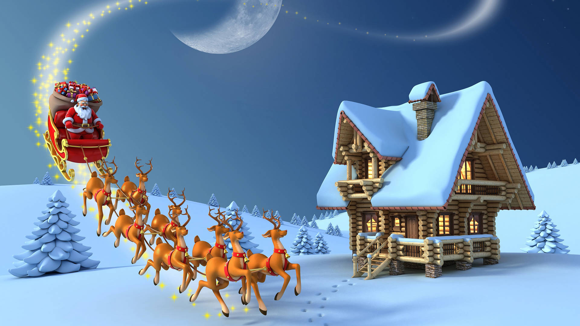 8K Jule Santa Sleigh Ride Wallpaper Wallpaper