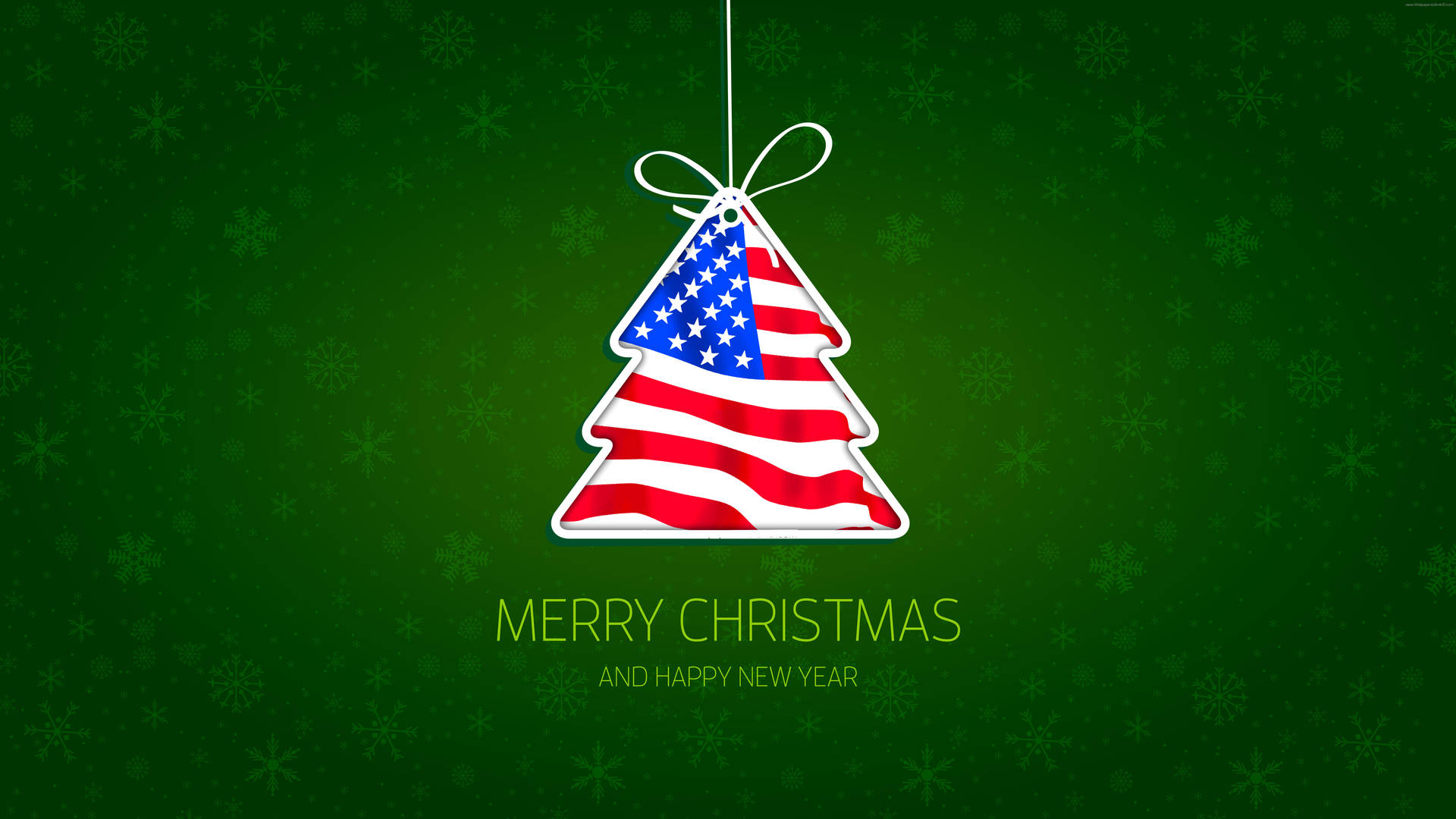 8k Christmas Tree American Flag Wallpaper