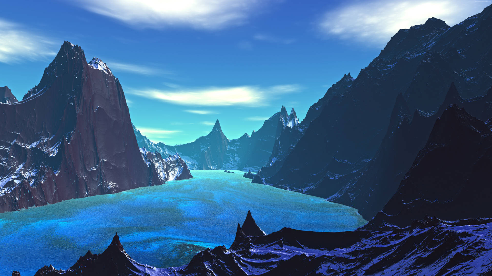 8k Desktop Jagged Mountains Background