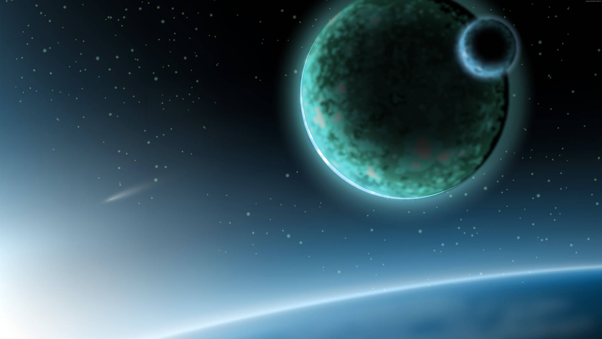 8k Desktop Planet And Moon Background