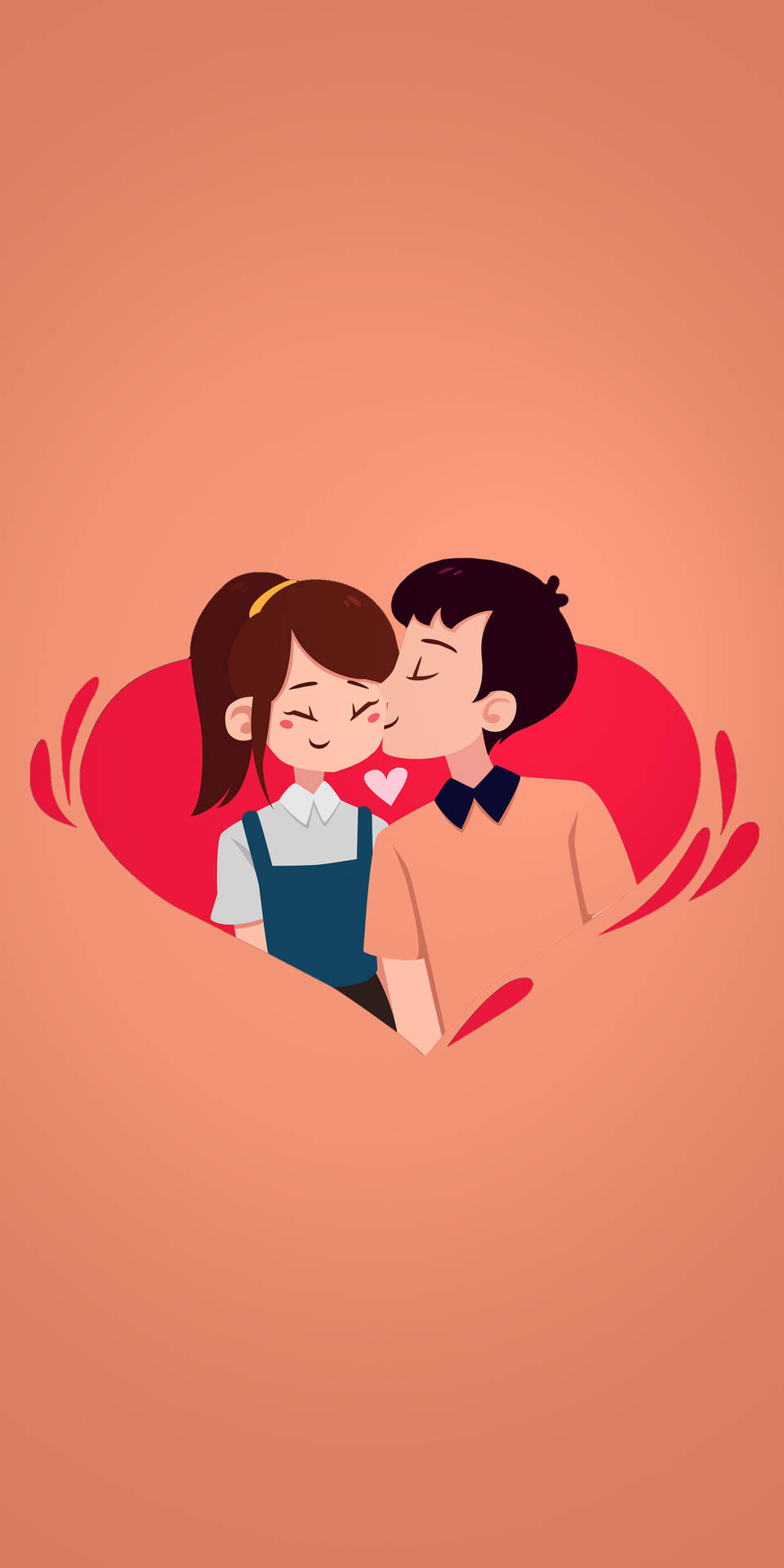 8K iPhone Cute Couple Kiss Wallpaper