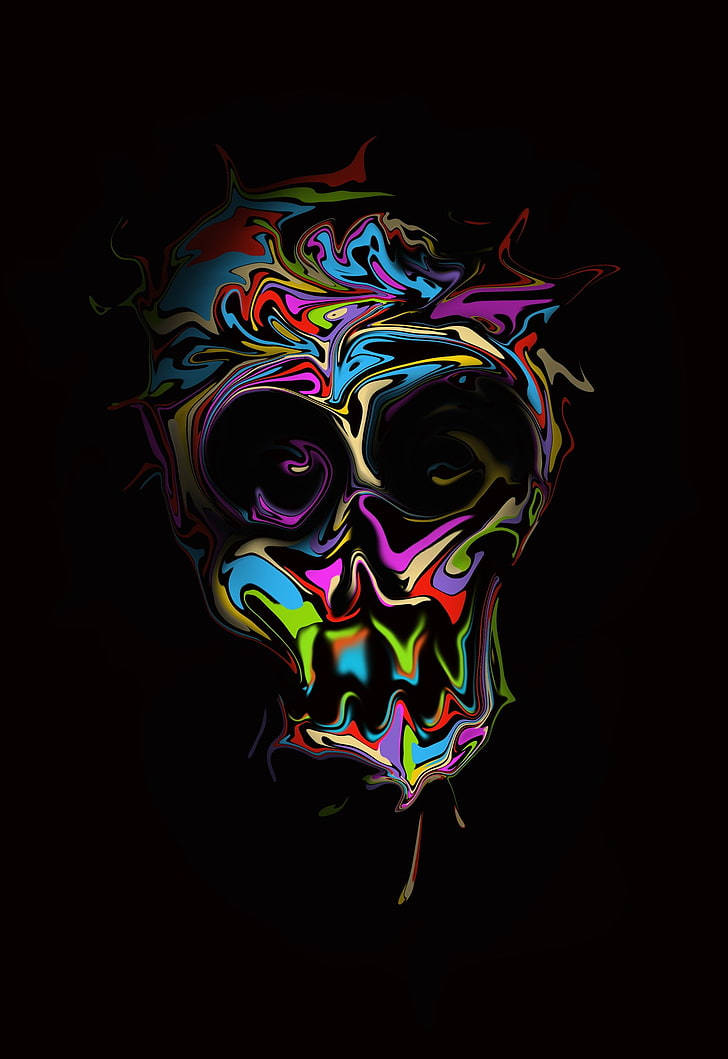 8K iPhone Trippy Skull Wallpaper