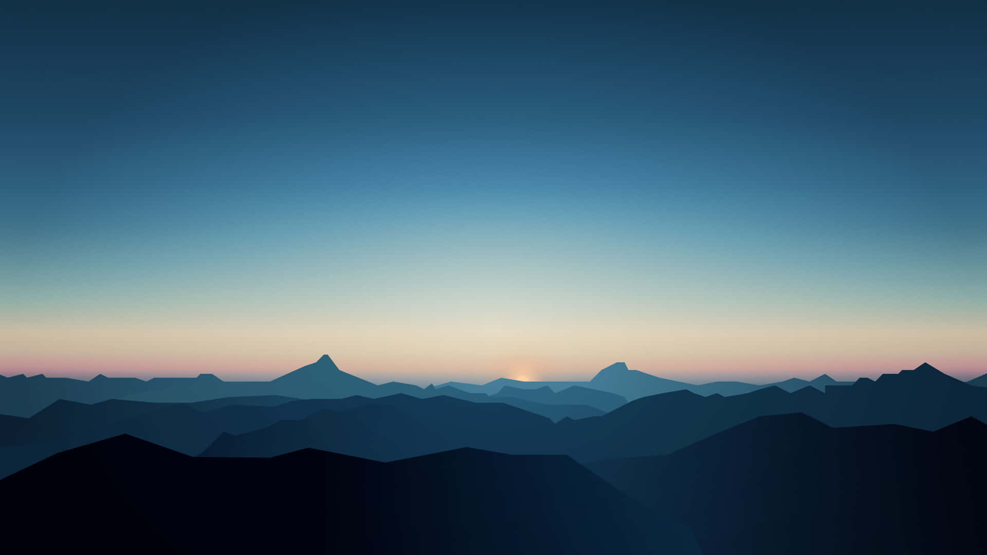 Et bjergområde ved solnedgang med bjerge i baggrunden Wallpaper