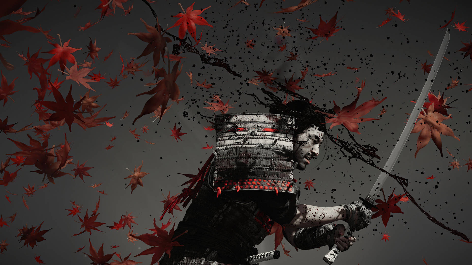 Opere D'arte Di Foglie Di Acero E Samurai 8k Sfondo