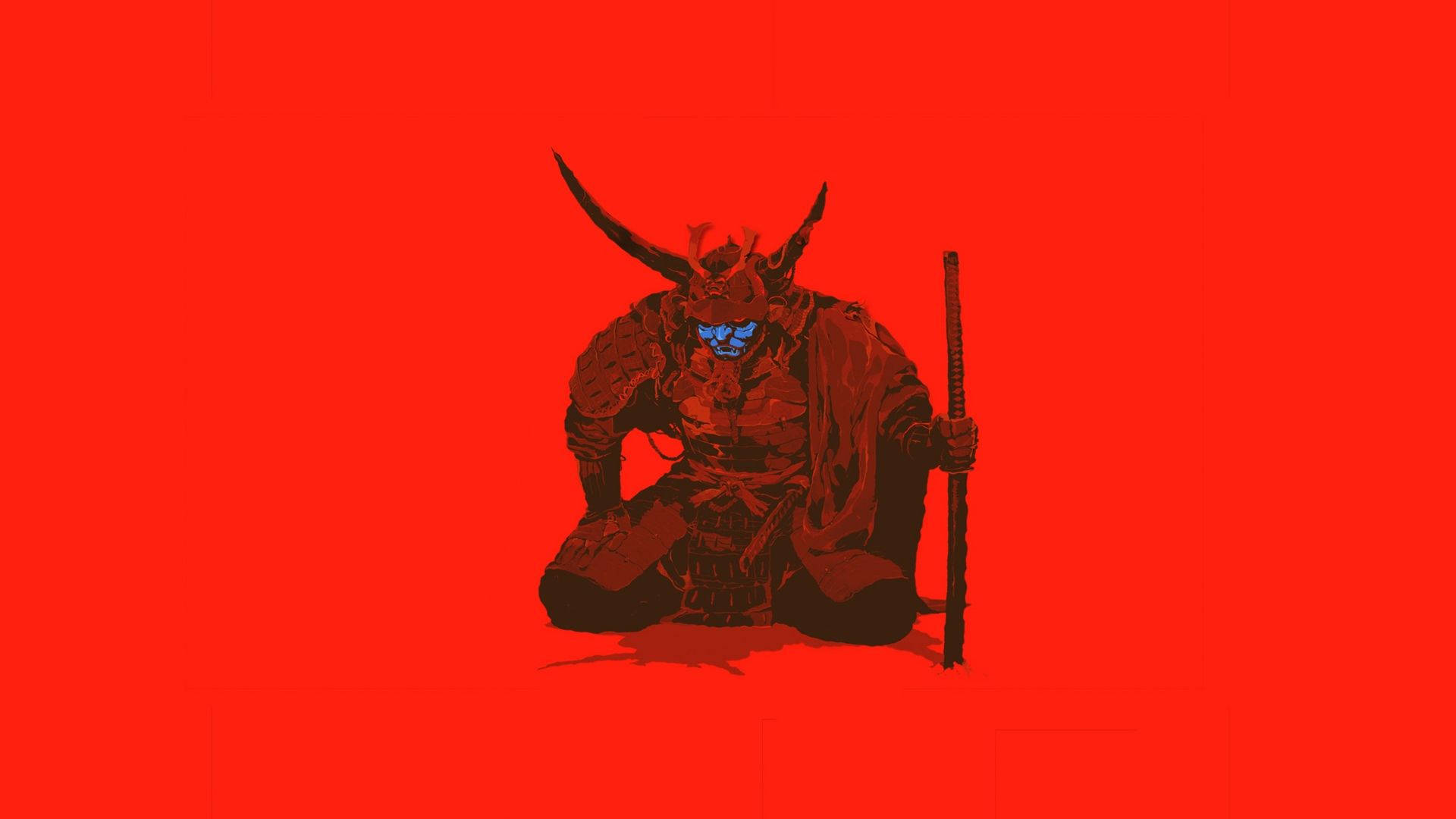 Samurai 8k In Armatura Rossa Sfondo