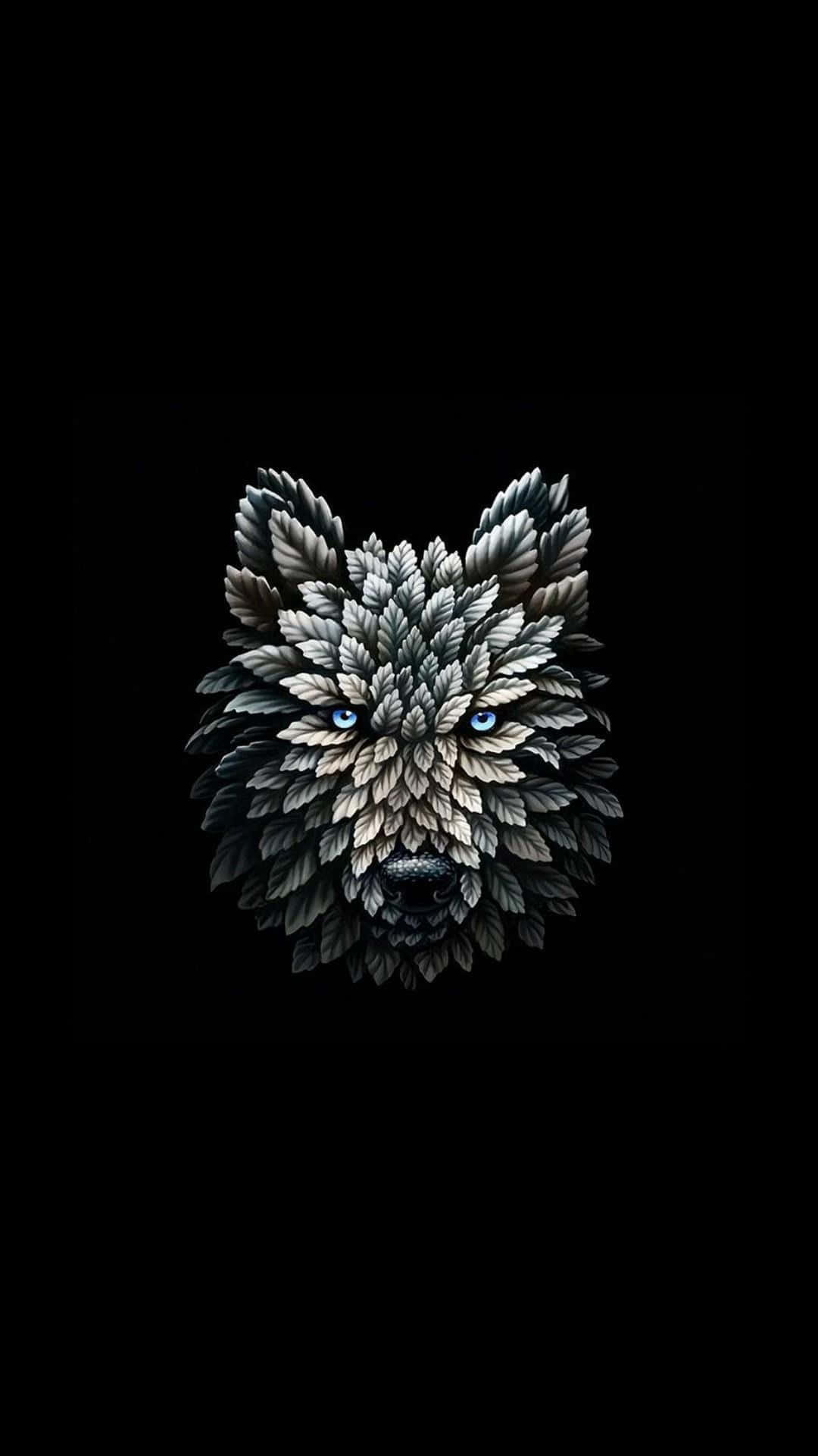 A Wolf Head With Blue Eyes On A Black Background Wallpaper
