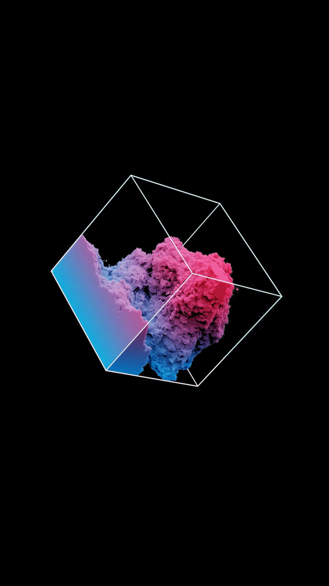 A Blue And Pink Cube With A Black Background Wallpaper