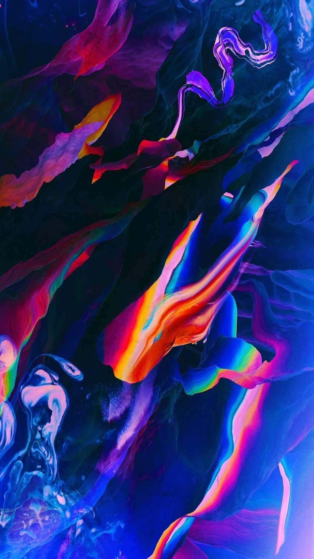 En farverig abstrakt maling med et regnbue af farver Wallpaper