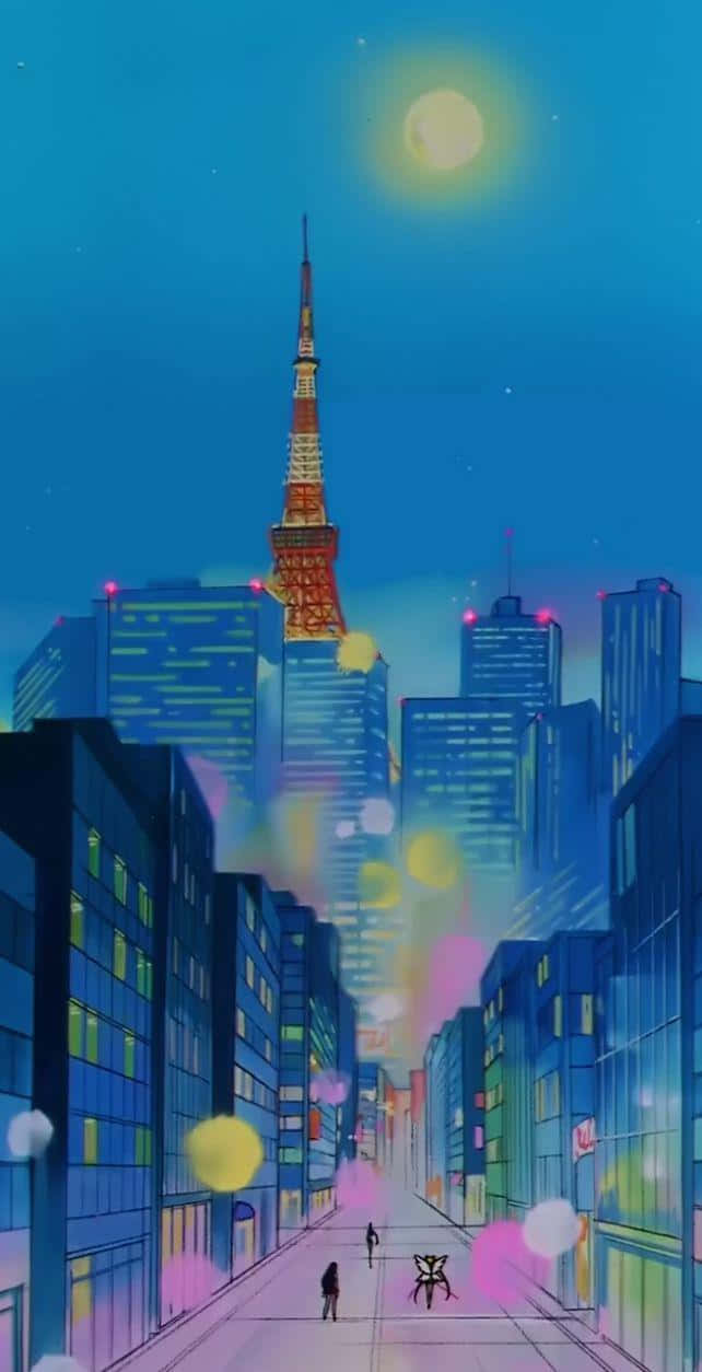 Gå ind i verden af Anime Æstetik med denne farverige tapet! Wallpaper