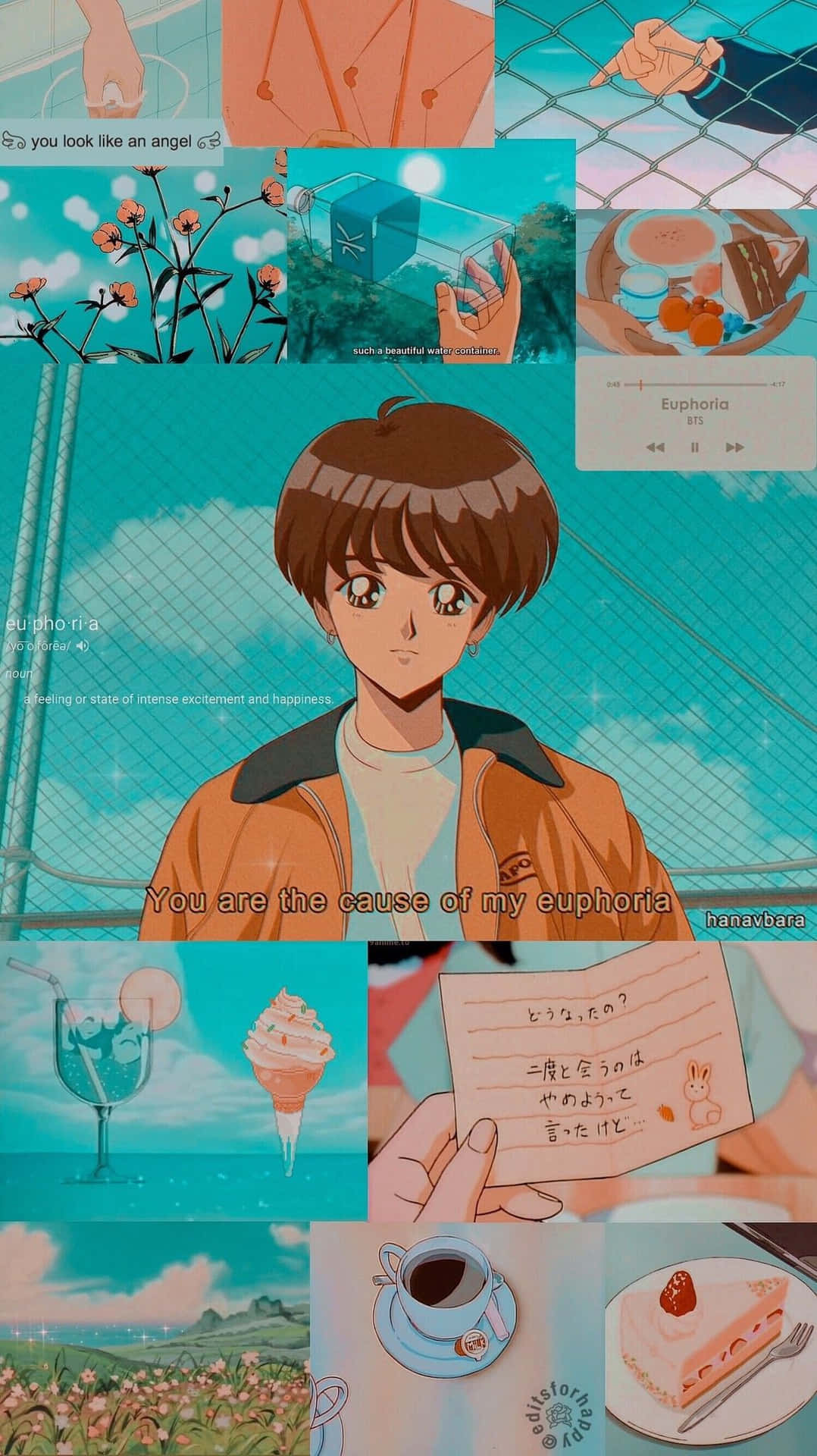 En collage af anime billeder med forskellige ting Wallpaper