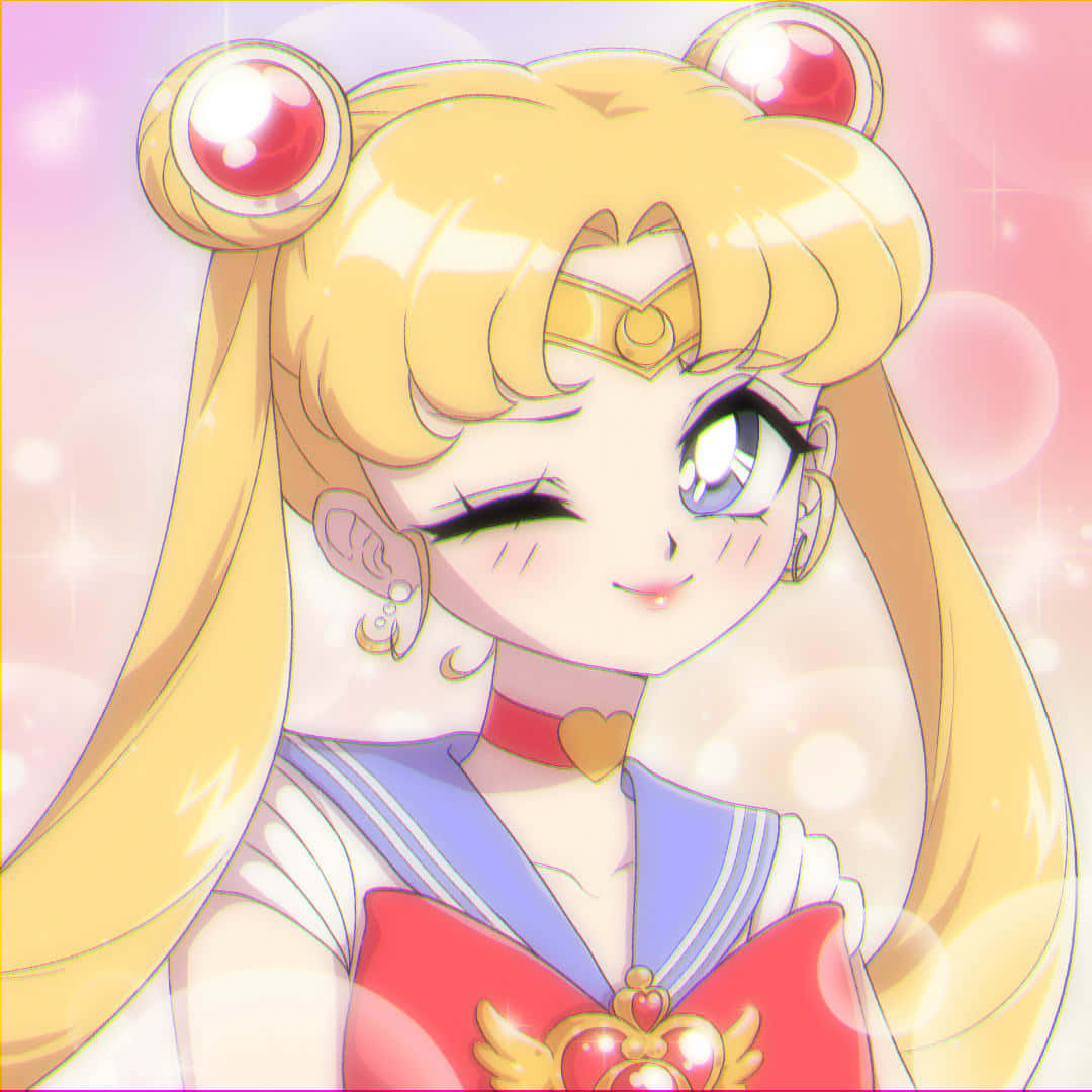90erjahre Ästhetisches Anime-bildschirmhintergrund - Sailor Moon Zwinkert Wallpaper