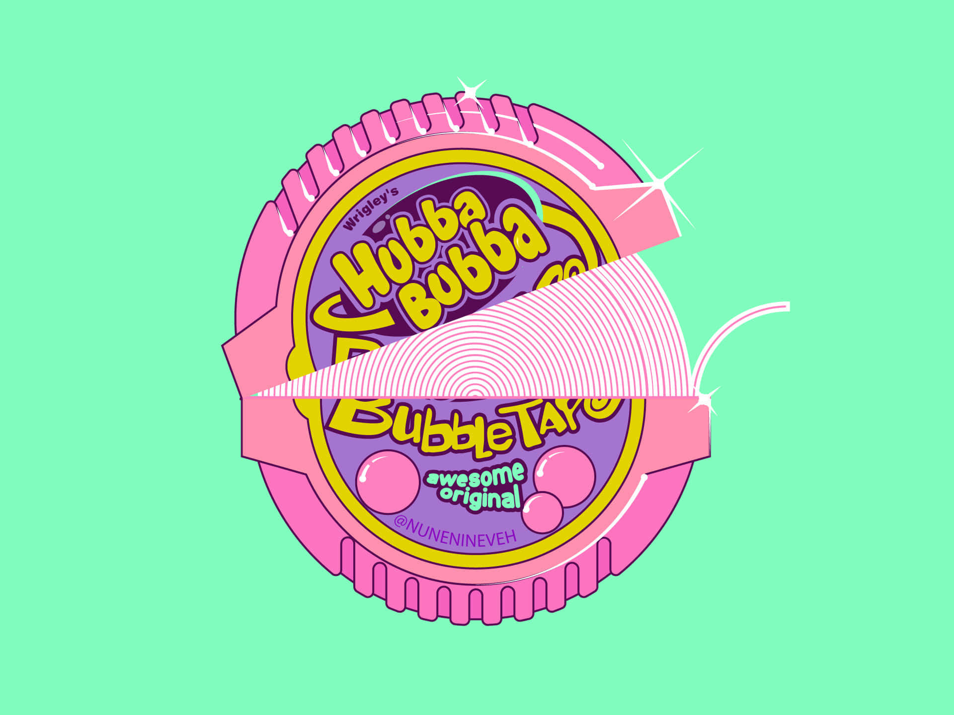 90'er Æstetisk Hubba Bubba Bubbel Gum Tape Wallpaper Wallpaper