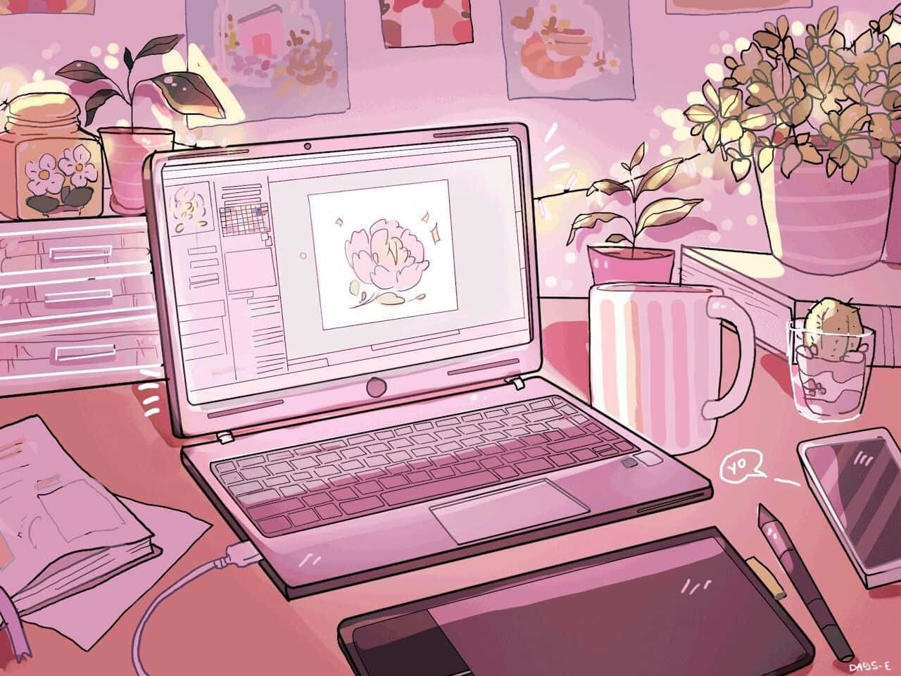 Rediscover the beauty of the 90s with this Aesthetic Laptop Wallpaper