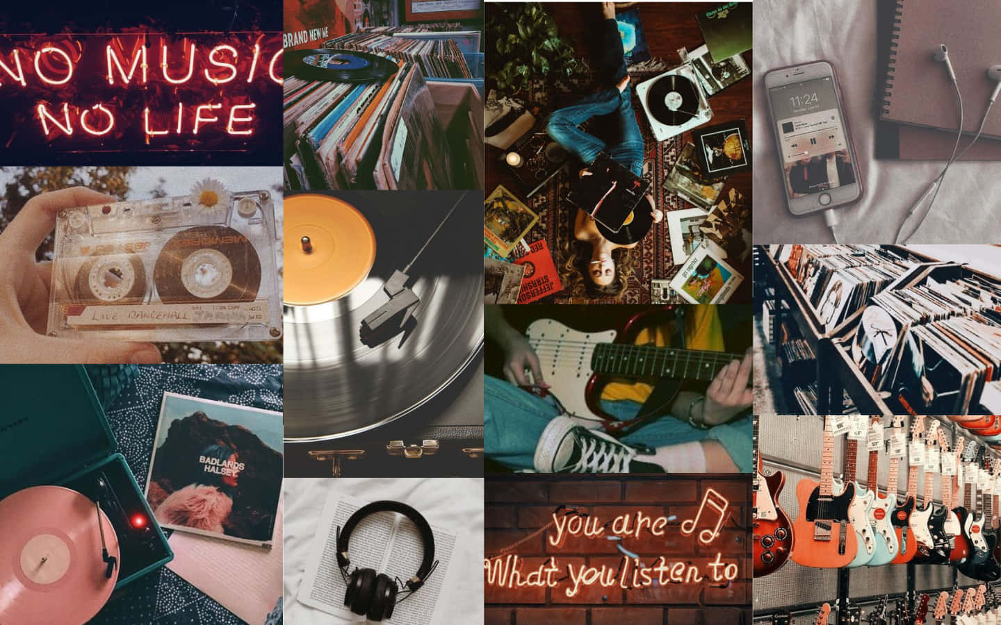 No Music No Life Collage Wallpaper