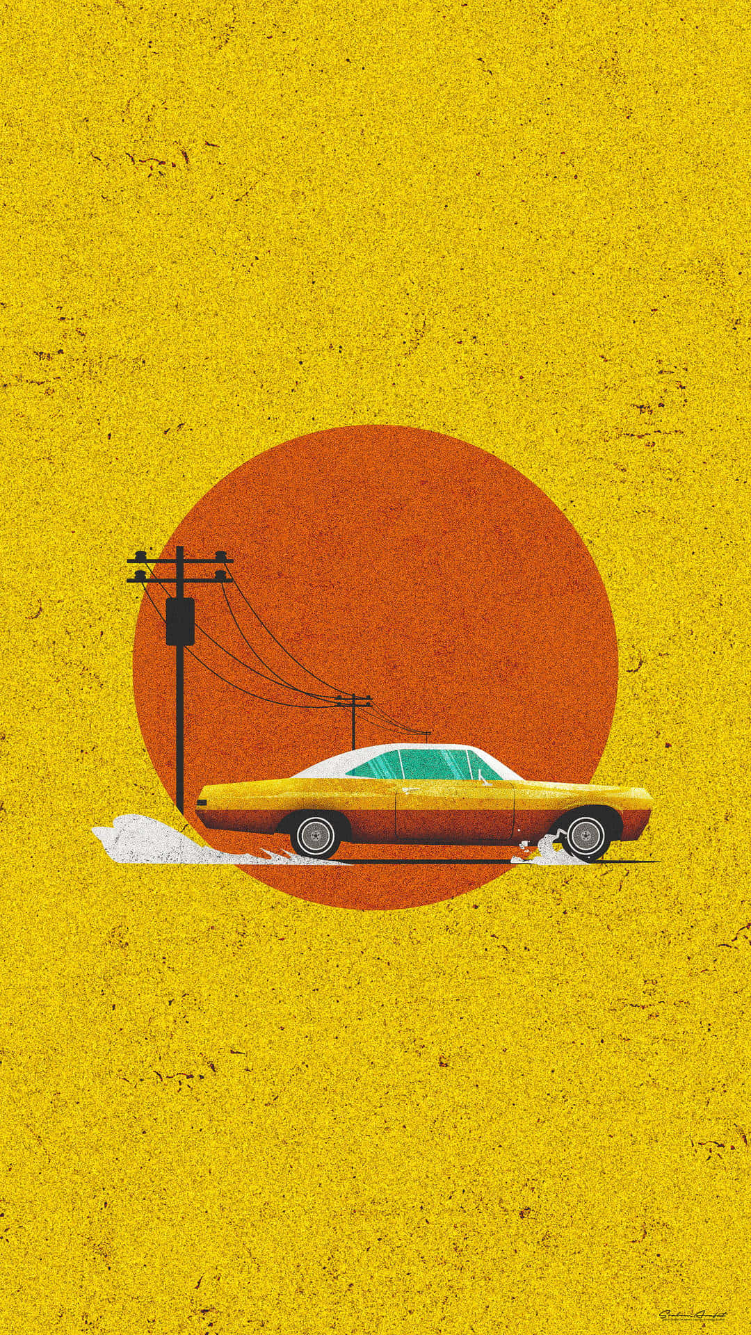 90'er Æstetisk Vintage Bil Solnedgang Wallpaper