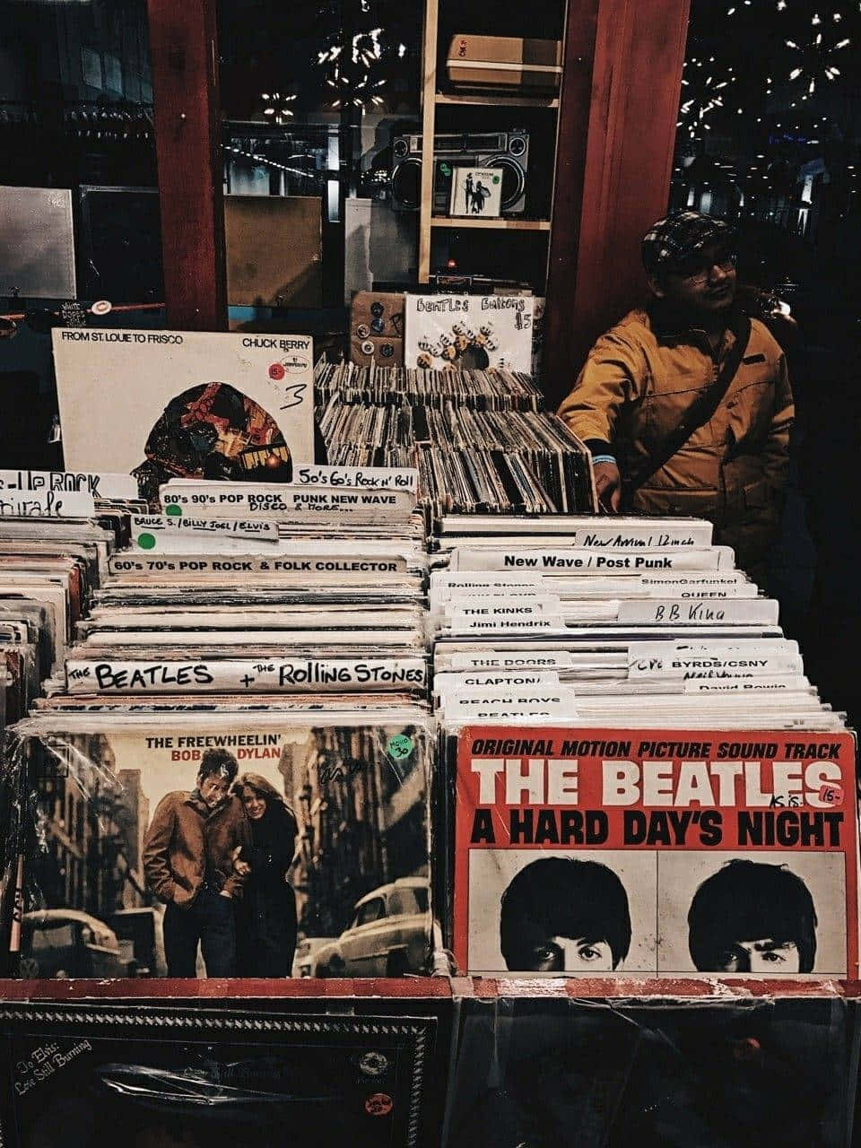 90'erne Æstetisk Vinylplade The Beatles Tapet Wallpaper
