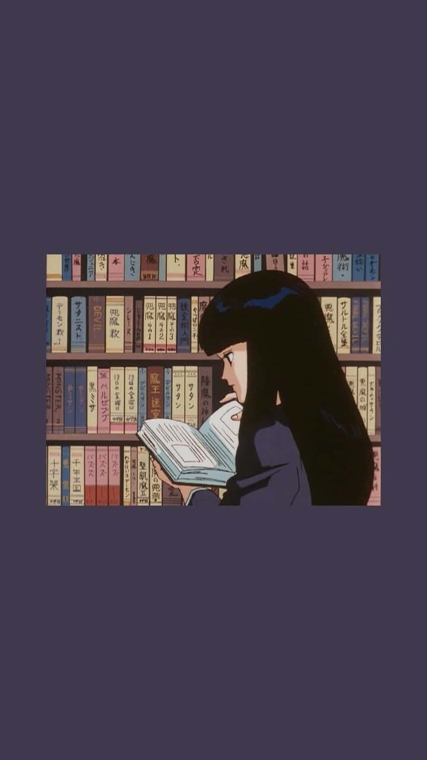 90s Anime Aesthetic Reading Girl Wallpaper
