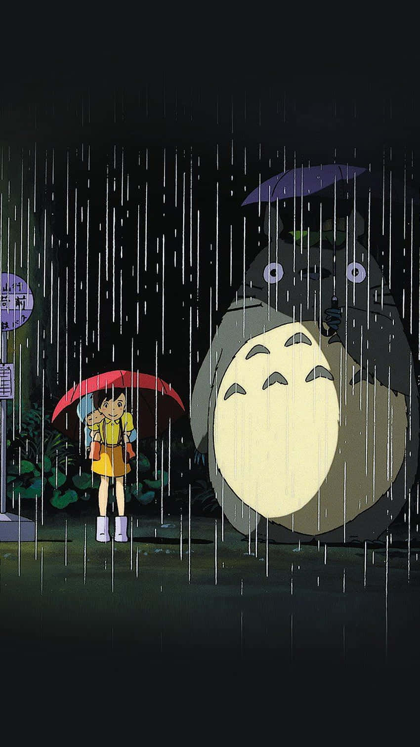 Fondode Pantalla De Totoro Con Estética De Anime De Los Años 90. Fondo de pantalla