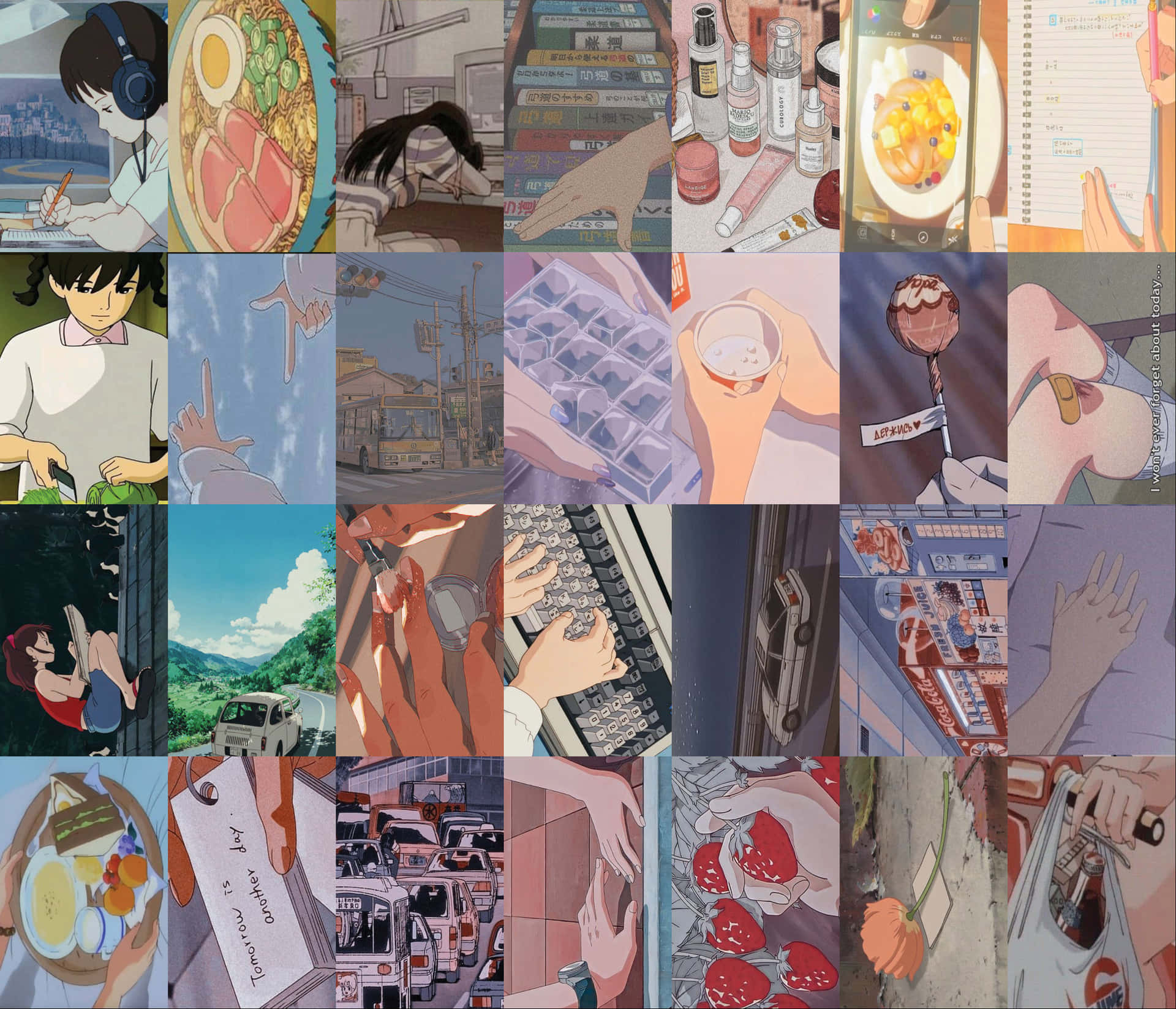 90s Anime Aesthetic Collage Wallpaper