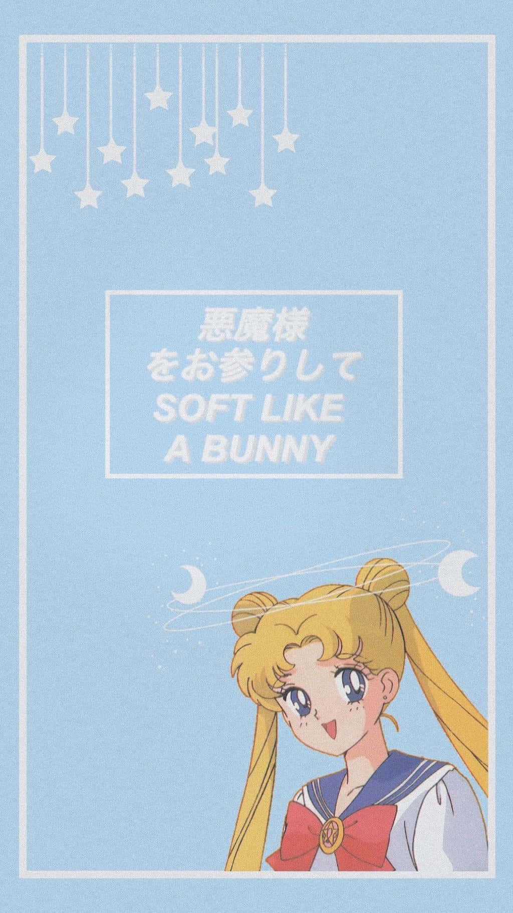 90talets Animeestetik - Blå Sailor Moon Wallpaper